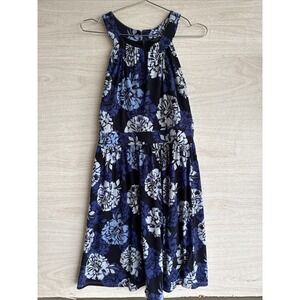 Banana Republic Blue Floral Dress W/halter Neckline Sz 6